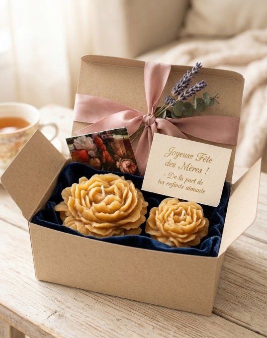 Coffret fleurs cire d'abeille