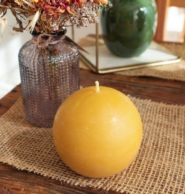 bougie-cire d'abeille-boule