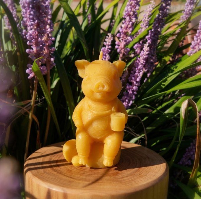 bougie-cochon-cire d'abeille