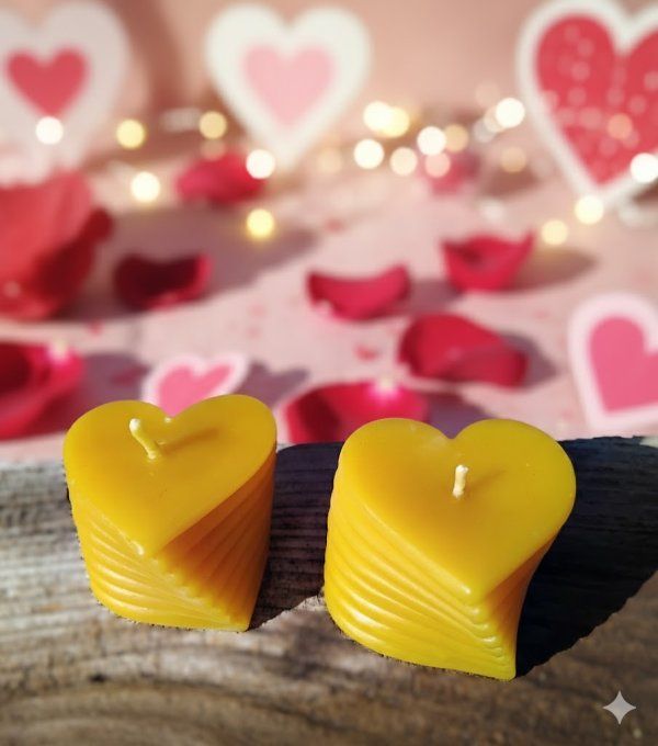 bougie-cœur-cire d'abeille
