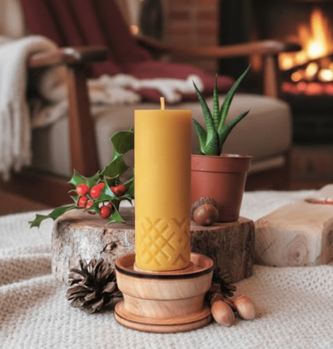 bougie-ronde-croix-cire d'abeille