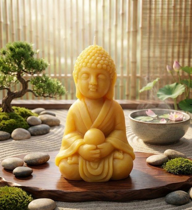 Bougie grand bouddha cire d'abeille