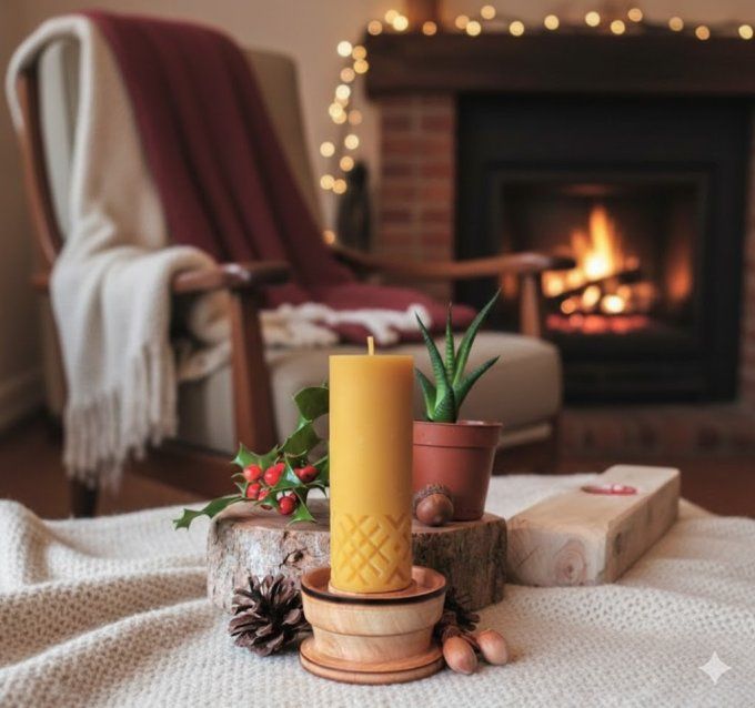 Bougie ronde croix cire d'abeille